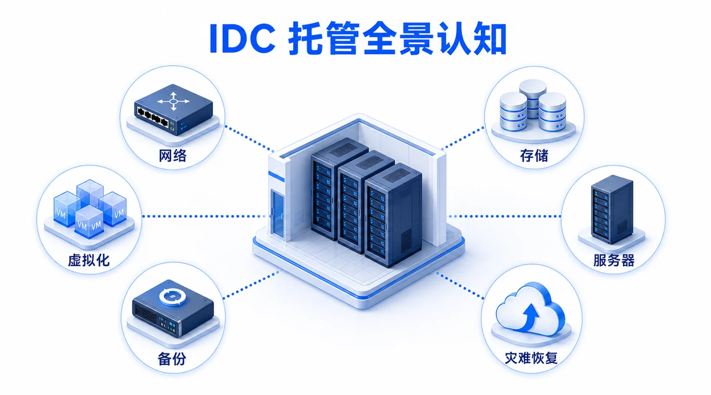 IDC托管全景认知，涵盖网络、存储、服务器、虚拟化、备份与灾难恢复